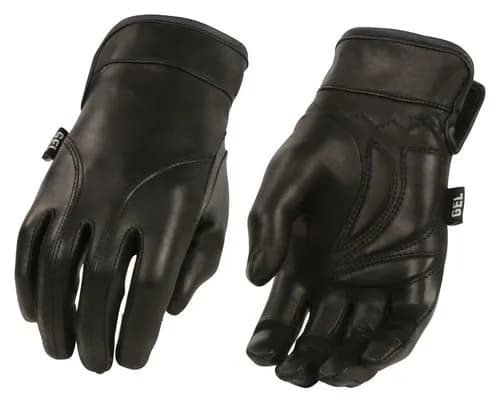 Women's Black Leather Gel Palm Lightweight Motorcycle Hand Gloves W/ Open Wrist — image 1 of 1