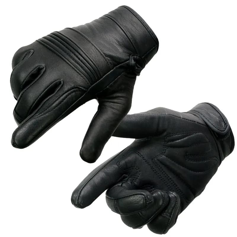 Women's Black Leather Gel Palm Motorcycle Gloves w/ Flex Knuckles and Cool-Tec — image 1 of 1