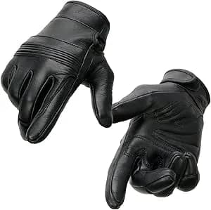 Women's Black Leather Gel Palm Motorcycle Hand Gloves W/ Flex Knuckles — image 1 of 1