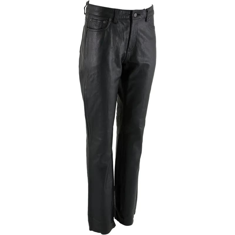 Women's Black Premium Buffalo Leather Motorcycle Rider Casual Fashion Pants — image 1 of 1