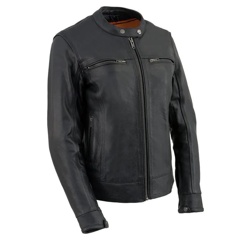 Women's Premium Black Leather Motorcycle Rider Jacket w/ Cool-Tec Leather Treatement — image 1 of 1