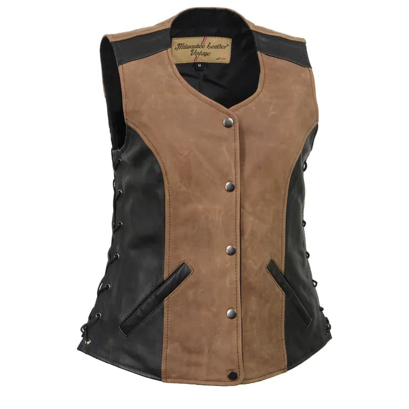 Women's 'Trickster' Vintage Two Tone Crazy Horse Brown and Black Leather Club Style — image 1 of 1