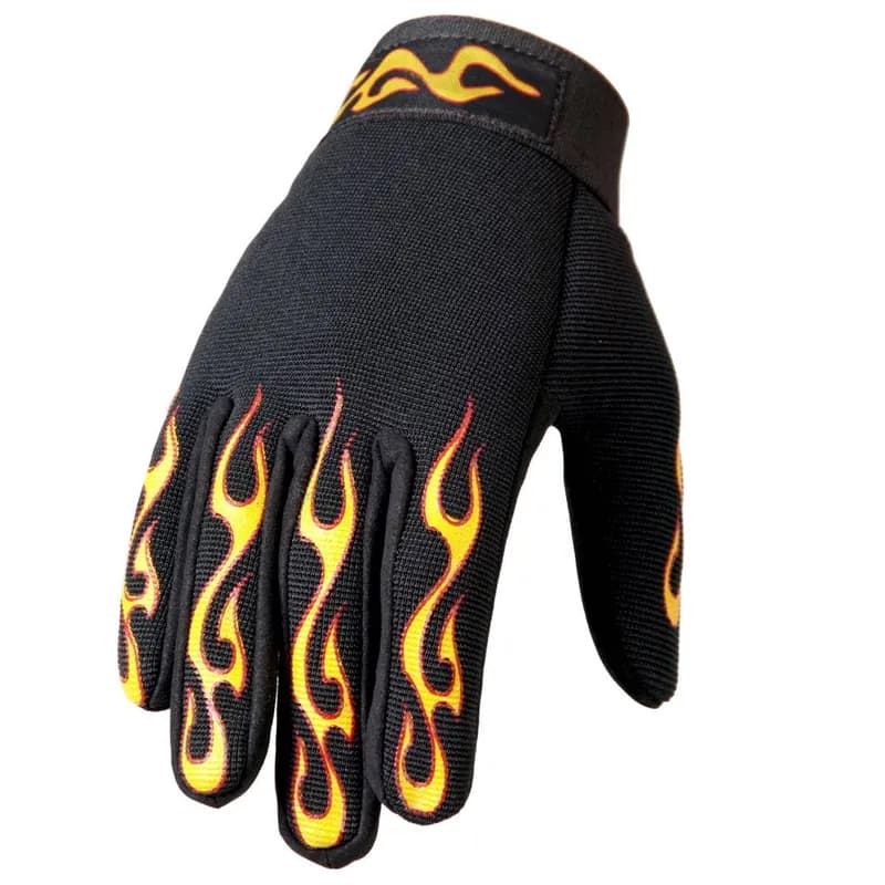 Yellow and Red Flame Mechanics Gloves — image 1 of 1