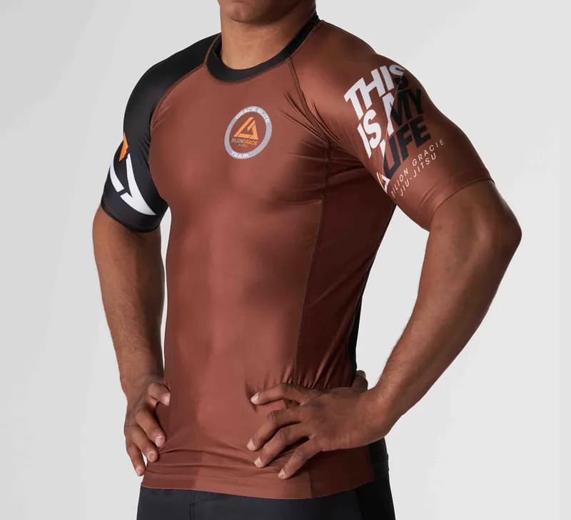 Ranked Short Sleeve Rashguard Brown — image 1 of 1