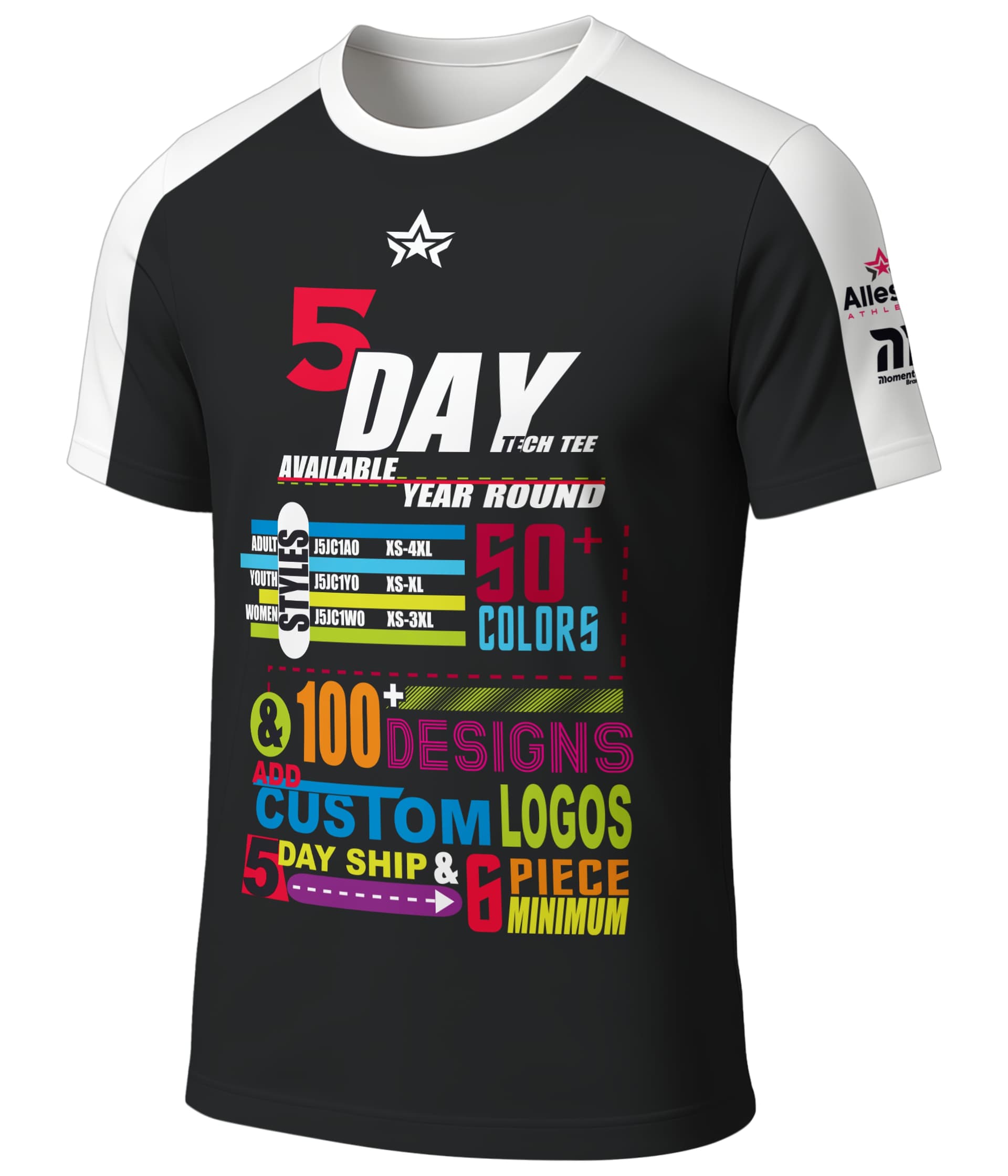 J5JC1A - ADULT 5 DAY TECH TEE VISUAL SIZE RUN — image 1 of 1