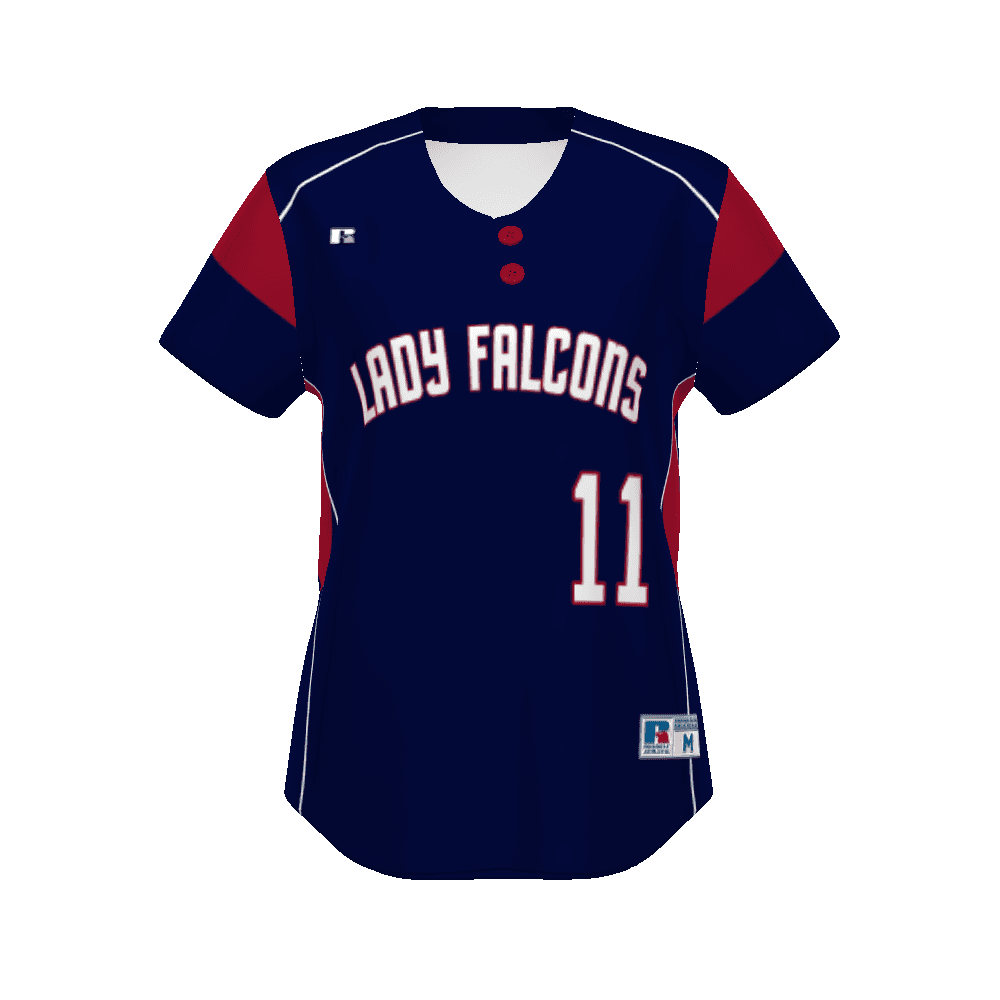 Ladies FreeStyle Sublimated Two-Button Performance Mesh Softball Jersey — image 1 of 1