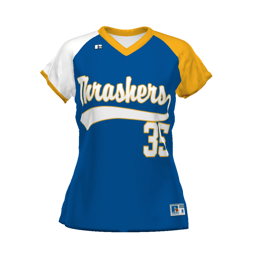Ladies FreeStyle Sublimated V-Neck Performance Mesh Softball Jersey — image 1 of 1