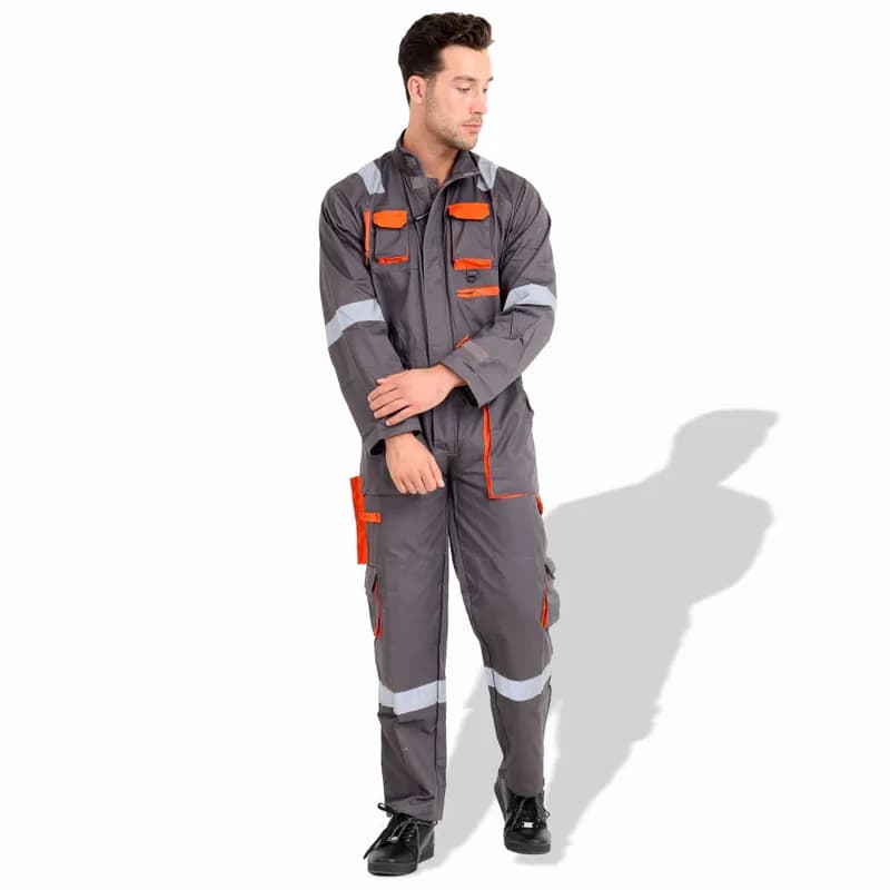 Prime Captain EUC280NV Cotton Fabric 280 GSM European Elegance Safety Coverall With Grey Reflective Cloth