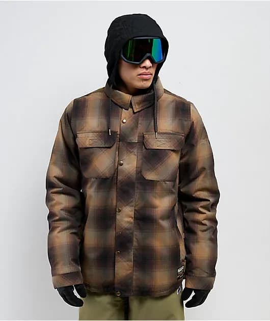 Woodland Brown Plaid 10K Insulated Snowboard Jacket — image 1 of 1