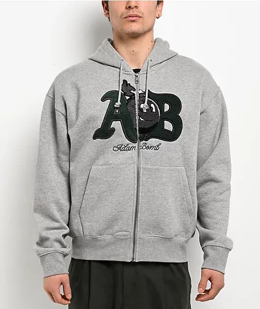Mascot Chenille Grey Zip Hoodie — image 1 of 1