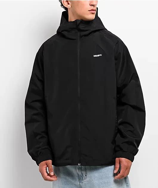 All Caps Black Windbreaker Zip Jacket — image 1 of 1