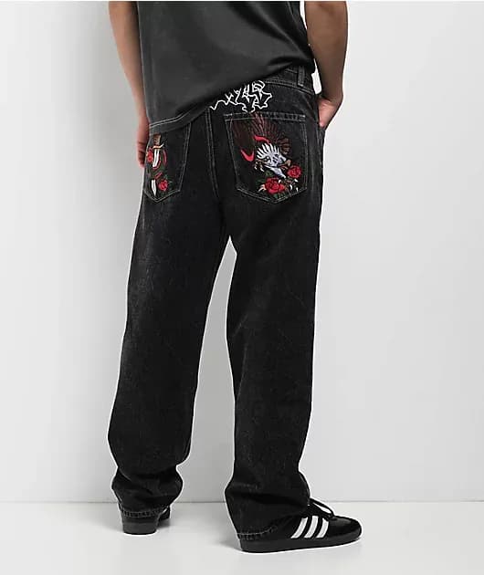 Ambush Embroidered Black Denim Jeans — image 1 of 1