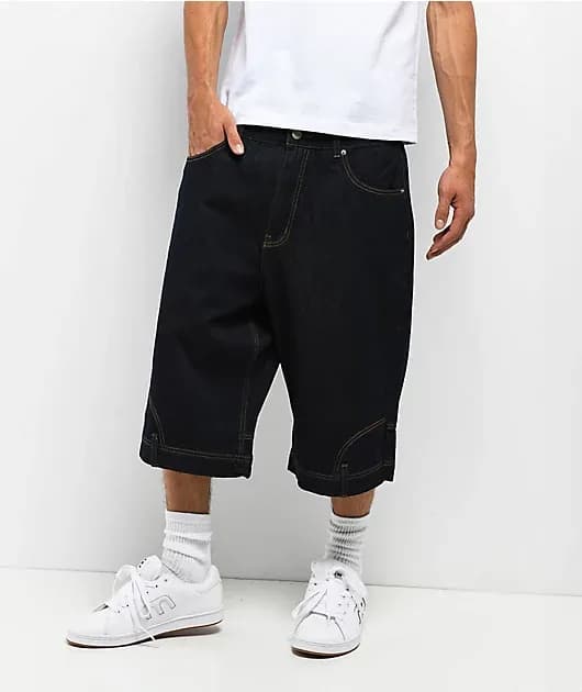 Backwards Dark Blue Denim Shorts — image 1 of 1