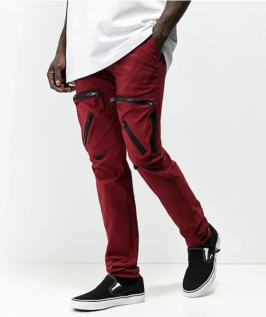 Burgundy Nylon Cargo Pants — image 1 of 1