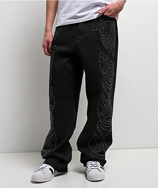 Flame Studded Black Jeans — image 1 of 1