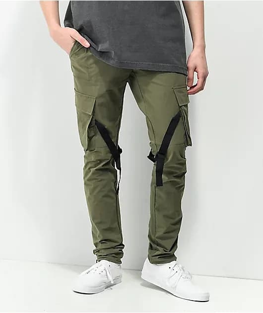 Olive Strap Nylon Cargo Pants — image 1 of 1