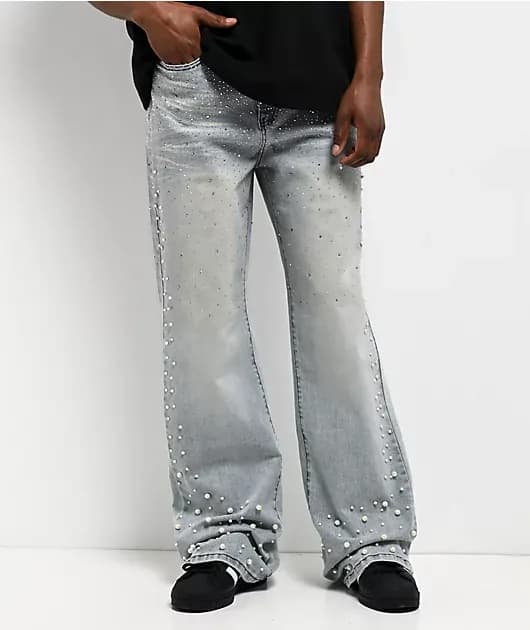 Pearl Light Blue Wash Baggy Jeans — image 1 of 1