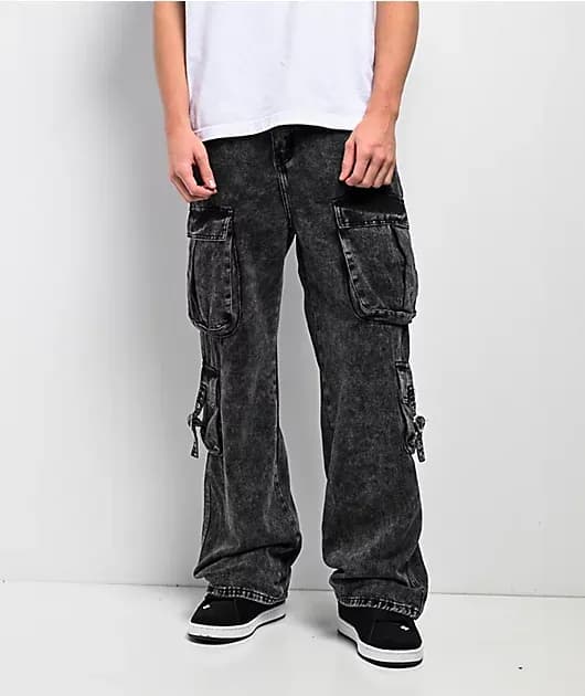 Strap Black Wash Cargo Pants — image 1 of 1