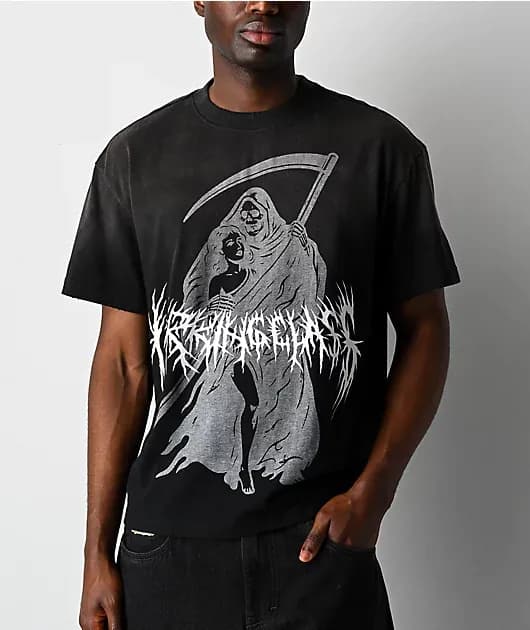 Angel Of Death Black Wash Boxy T-Shirt — image 1 of 1