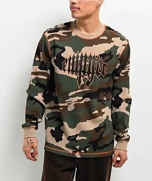 Ash Tray Camo Thermal Long Sleeve T-Shirt — image 1 of 1