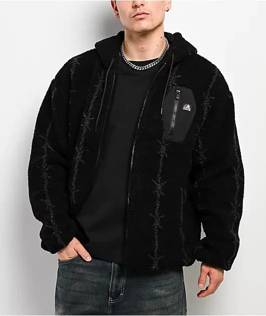 Barbed Black Sherpa Zip Hoodie — image 1 of 1