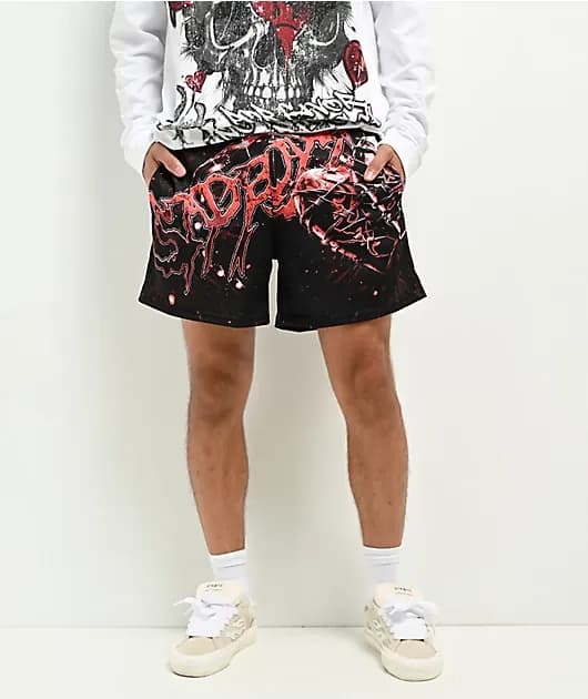 Barbed Wire Black Mesh Shorts — image 1 of 1