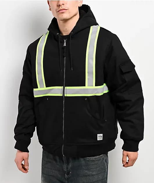 Bass Creek Outfitters Reflective Black Canvas Sherpa Hooded Jacket — image 1 of 1