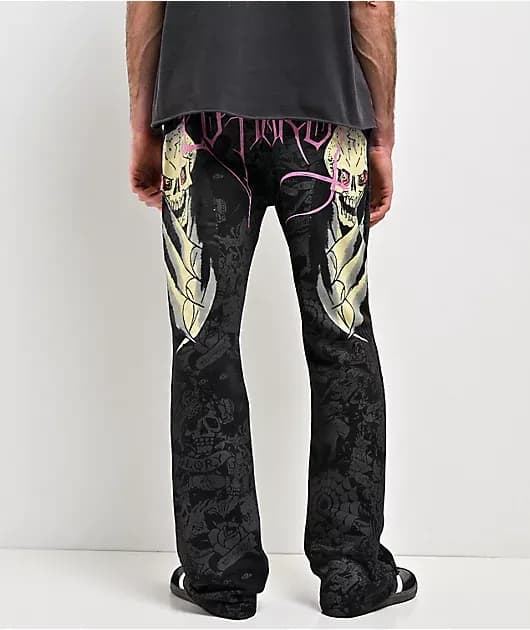 Bat Skull Black Bootcut Sweatpants — image 1 of 1