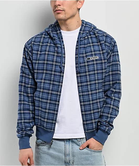 Beach Blue Plaid Crop Zip Hoodie — image 1 of 1