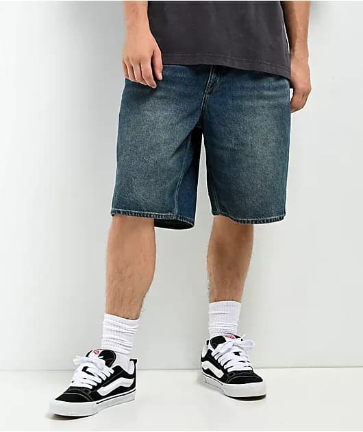 Billow Oliver Mid Blue Denim Shorts — image 1 of 1