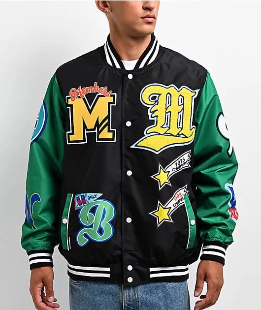 Graphic Black Green Varsity Jacket — image 1 of 1