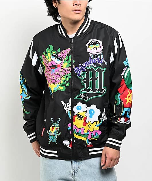 Graphic Black Varsity Jacket — image 1 of 1