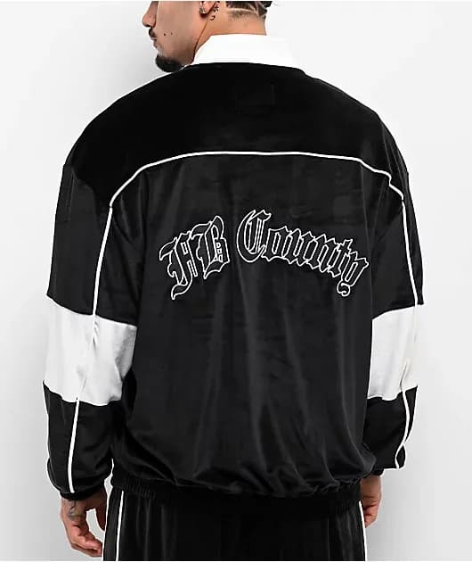 Black Velour Track Jacket — image 1 of 1