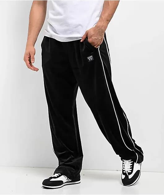 Black White Velour Track Pants — image 1 of 1