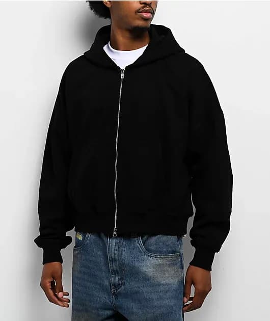 Black Zip Crop Hoodie — image 1 of 1