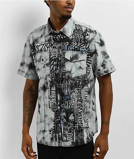 Blackpool Crust Charcoal Wash Short Sleeve Button Up Shirt — image 1 of 1