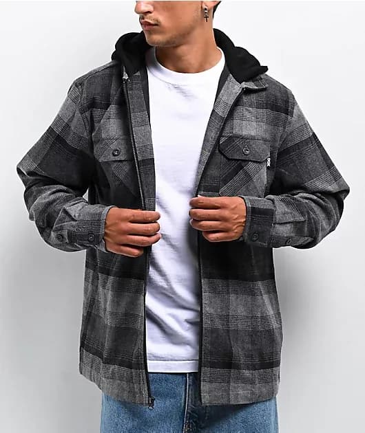 Bliss Charcoal Hooded Flannel Shirt — image 1 of 1