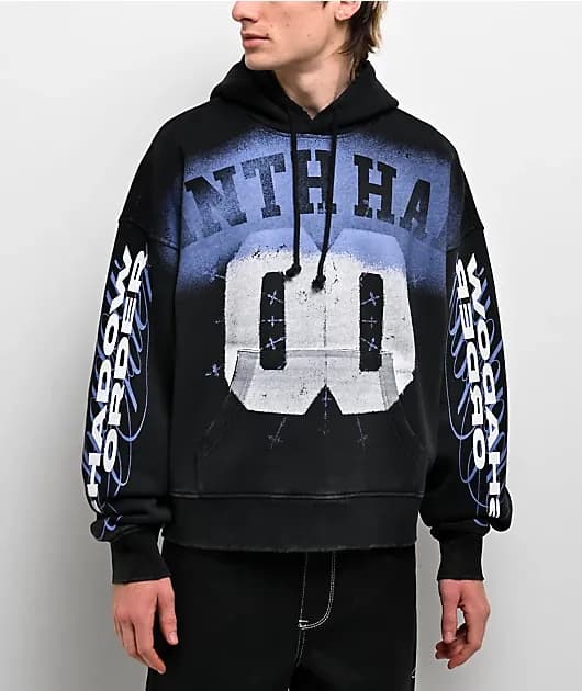 Bloodshot Black Wash Crop Hoodie — image 1 of 1