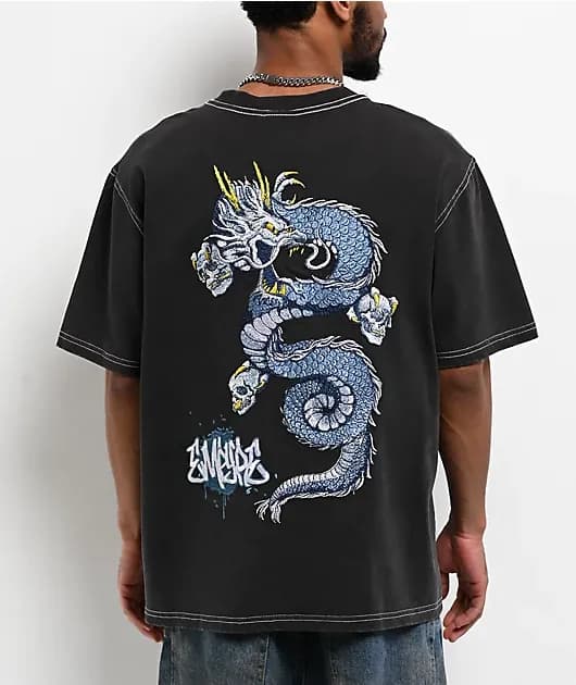 Blue Dragon Charcoal Wash Boxy T-Shirt — image 1 of 1