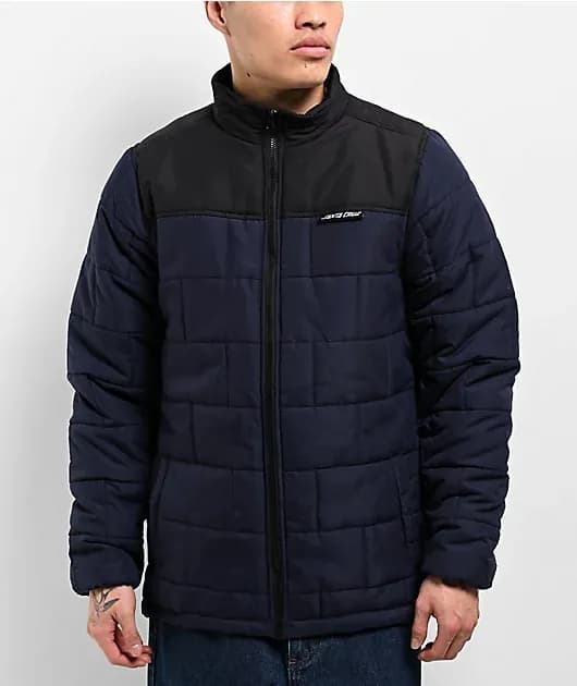 Brickwork Black Blue Quilted Puffer Jacket — image 1 of 1