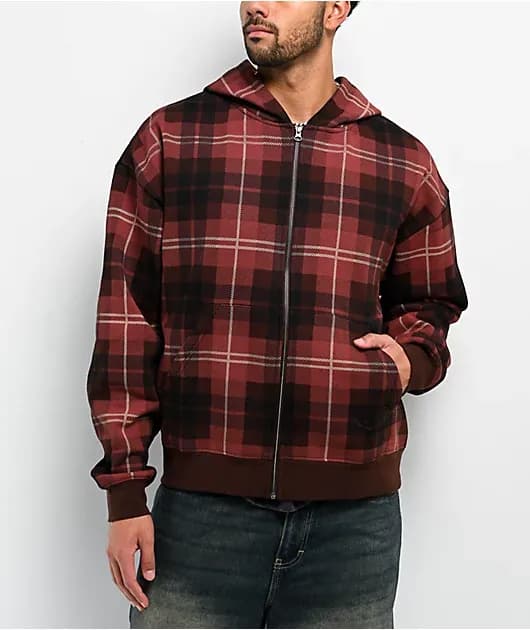 Brickyard Red Plaid Zip Hoodie — image 1 of 1