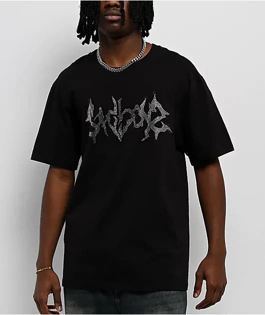 Broken Heart Wing Rhinestone Black T-Shirt — image 1 of 1