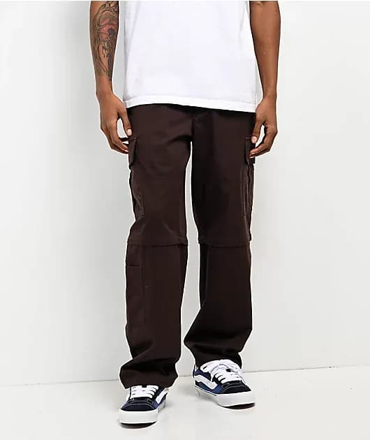 Brown Zip Off Cargo Skate Pants — image 1 of 1