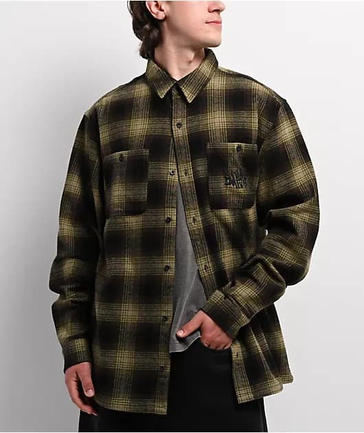 Browser Black Green Plaid Flannel Shirt — image 1 of 1