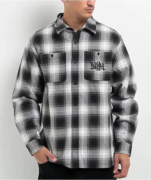 Browser White Black Plaid Flannel Shirt — image 1 of 1