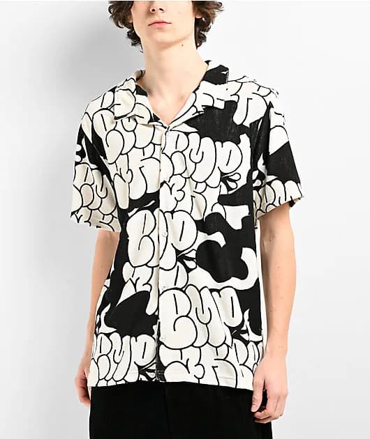 Bubble Boy Black White Button Up Short Sleeve Shirt — image 1 of 1