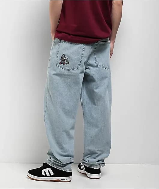 Burglar Colby Light Blue Loose Fit Skate Jeans — image 1 of 1