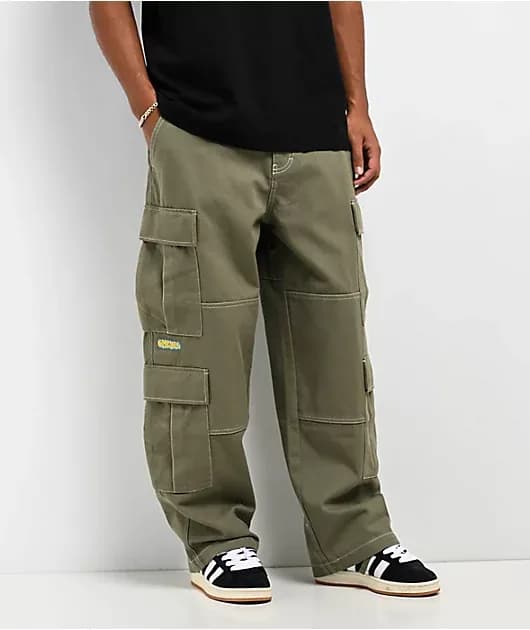 Canvas Deep Lichen Ultra Loose Double Cargo Pants — image 1 of 1