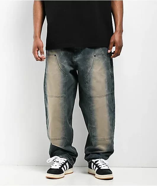 Canvas Double Knee Blue Dirt Wash Jeans — image 1 of 1