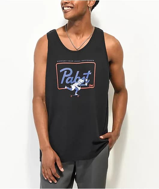 Casual Industrees Pabst Skater Waiter Black Tank Top — image 1 of 1